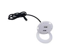 Tomacorriente USB-a para encimera con 2 Puertos Frontales, de Corriente USB Redonda de Montaje Empotrado para Recortes de Escritorio, Entrada de 12-29 V, Salida de 5 V 2 A, Puerto de Acceso en
