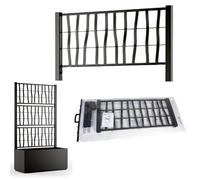 Tomaino - Kit para alzar la jardinera con espaldera de plástico, compatible con modelo Ethica Stefanplast, exterior jardín, macetas y flores trepadoras, privacidad terraza balcón (negro)