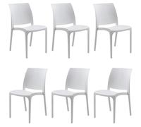 Tomaino - Sillas de cocina de plástico para uso interior y exterior - Juego de 6 sillas apilables para mesa de salón, jardín, terraza, balcón modernas de polipropileno (6, blanco)