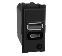 Tomas USB-A + USB-C Bticino Living Now 15W 1 módulo negro - K4191AC