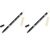 Tombow - ABT Dual Brush - Rotulador Doble Punta Pincel Acuarelable - Para Lettering, Dibujo, Pintura, Manga - Uso Doméstico y Profesional - Color light sand (Paquete de 2)