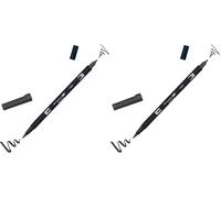 Tombow- DUAL BRUSH - N25 - Rotulador doble punta pincel, Color negro (Paquete de 2)