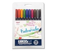 Tombow Fudenosuke - Bolígrafo de pincel duro - 10 colores (WS-BH10C)