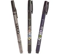 Tombow Fudenosuke - Juego de pinceles de punta blanda y dura, 2 unidades, color negro (juego de caligrafía), color negro y gris