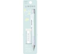 Tombow Goma de borrar MONO graph y MONO, 0,5 mm, verde menta, precisión con punta de 4 mm, innovador mecanismo de agitación, pinzas de latón más estables, recargables, incluye goma de borrar [SH-MG64