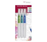 Tombow Juego de brochas WB-3P con depósito de agua (vacías) 3 pzas fina, mediana y plana multicolor