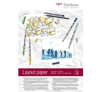 Tombow Layout - Papel Blanco de Dibujo para Ilustraciones, Diseños y Mezclas de Colores, Pack de 75 Hojas A4, Papel de 75 g/m2
