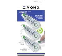 Tombow - MONO Air | Cinta Correctora Blanca de Aplicación Suave y Silenciosa - Blister de 3 Unidades