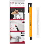 Tombow MONO Zero - Bolígrafo borrador con recambios, punta redonda de 2,3 mm, color naranja neón, paquete de 2 en paquete de regalo