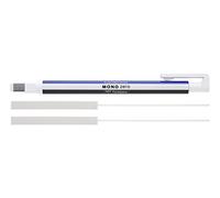 Tombow Mono zero Borrador de precisión con punta cuadrada, recargable, 2,5 x 5 mm, modelo EH-KUS, color blanco/azul/negro + 2 gomas de borrar de recambio