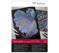 Tombow - Papel Negro A5 Tombow - 15 Hojas de color negro para Técnicas Mixtas y Creaciones Artísticas Duraderas - Papel de Dibujo con Grosor de 250 g/m²
