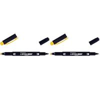 Tombow | Rotulador Fluorescente Doble Punta Mono Edge Amarillo | Resaltador Creativo con Punta Ancha y Punta Fina| Ideal para Planificadores, Agendas, Libretas, Cuadernos (Paquete de 2)
