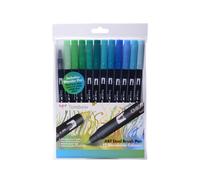 Tombow - Rotuladores (12 unidades, punta de pincel doble, colores fríos, rotulador mezclador)