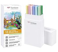 Tombow - Rotuladores (18 unidades, punta de pincel doble, colores pastel)