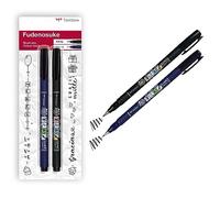 Tombow Bolígrafo Fudenosuke WS-BHS-2P – Punta dura y suave, color negro