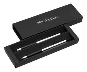 Tombow - Zoom 707 | Estuche con Bolígrafo y Portaminas Elegante en Caja de Regalo - Cuerpo Blanco Ultra-Fino y Grip Negro