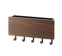 Tomedny Soporte de pared para llaves, organizador de correo de maderas con 5 ganchos, estante para llaves con estante para entrada, sala de estar, dormitorio, oficina, decoración del hogar (Nuez)