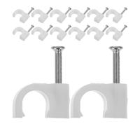 TOMETURE 100 Piezas Grapas de Alambre Eléctrico, Clips Redondos para Cables de Pvc Blanco, para Cables de Red y Alambres, Fijación en Paredes de Yeso y Madera