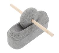 TOMETURE Molinillo de Especias Manual, Piedra de Moler de Piedra Natural y Madera, Manual, Diseño Estable, para Semillas y Ajo, Medicina Tradicional China, Hogar y Viajes Exteriores