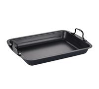 TOMETURE Sartén rectangular para asar pescado - Bandeja antiadherente para hornear con asa para verduras, carnes a la barbacoa - Plancha plana de inducción de acero inoxidable de 40 x 28,5 x 9 cm