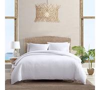 Tommy Bahama - Juego de Funda de edredón King, Ropa de Cama de algodón Suave con Cierre de botón, Incluye Fundas a Juego (Tejido de Cesta Blanco, King)