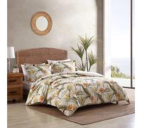 Tommy Bahama - Juego de Funda de edredón Queen, Ropa de Cama de algodón con Fundas a Juego y Cierre de botón, decoración del hogar para Todas Las Estaciones (Birds of Paradise Beige, Queen)