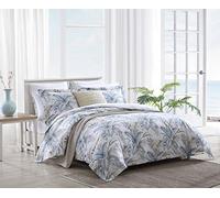 Tommy Bahama - Juego de Funda de edredón Queen, Ropa de Cama de algodón con Fundas a Juego y Cierre de botón, decoración del hogar para Todas Las Estaciones (Azul Azulado, Queen)