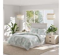 Tommy Bahama - Juego de Funda de edredón tamaño Queen, Juego de Ropa de Cama Reversible de algodón con Fundas a Juego, decoración Tropical del hogar (Verde cañón, Palmas Verdes, Queen)