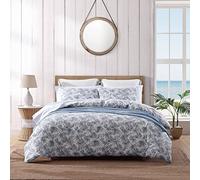 Tommy Bahama - Juego de Funda de edredón tamaño Queen, Juego de Ropa de Cama Reversible de algodón con Fundas a Juego, decoración Costera para el hogar (bolígrafo y Tinta Azul, Queen)