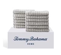 Tommy Bahama - Juego de Toallas pequeñas, decoración de baño de algodón Altamente Absorbente, Baja Pelusa y Resistente a la decoloración (Gris del Pacífico Norte, 12 Piezas)