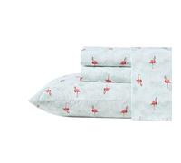 Tommy Bahama - Sábanas de percal de algodón, Muy Suaves, Certificado Oeko-Tex, King, Rojo Estampado (Flamingo Santa Red)