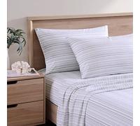 Tommy Bahama - Sábanas Queen, Juego de Cama de percal de algodón, crujiente y Fresco, Elegante decoración del hogar (Gris a Rayas Kahanu, Queen)