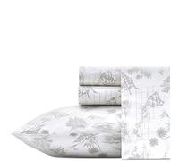 Tommy Bahama - Sábanas Queen, Juego de Ropa de Cama de percal de algodón, Fresco y Fresco, Elegante decoración del hogar (Mapa Vintage Gris, Queen), Gris/Blanco