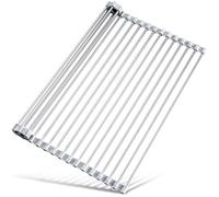 Tomorotec Escurridor de Platos Enrollable de Acero Inoxidable con Bordes de Silicona, Plegable, Resistente al Calor, soporta hasta 70 Libras, Apto para Alimentos, 45 x 40 cm (mármol)