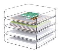 Tomorotec Juego de bandejas de Escritorio para Cartas, tamaño A4, Organizador de Documentos apilable de Pet Transparente, Soporte de Documentos para Oficina, Escritorio, Soporte de Almacenamiento de