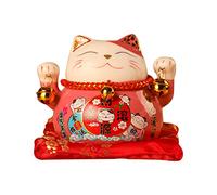 Tomotato Hucha Gato de la Suerte, Hucha Feng Shui de 4,5 Pulgadas, Hucha de Cerámica Gato de la Suerte Bote Ahorrador para Regalo Escritorio Juguetes Decoración(Rosa)