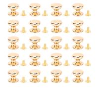 Tomotato Set de 20 Remaches y Tornillos, Botones Redondos de 15mm con Tornillos de Acero Cruzados de 6mm para Manijas de Cajón, Artesanías en Cuero y Accesorios (Oro)