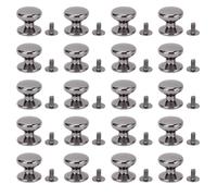 Tomotato Set de 20 Remaches y Tornillos, Botones Redondos de 15mm con Tornillos de Acero Cruzados de 6mm para Manijas de Cajón, Artesanías en Cuero y Accesorios (Gris)
