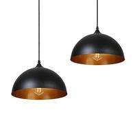 Tomshine Lámpara de Techo Vintage,2 pack 3.94ft/1.2m Lámpara Colgante Retro de Metal,E27 Base de la Bombilla,Lámpara de Techo Industrial para Cocina Restaurante (Negro)