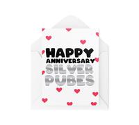 Tongue in Peach Divertidas tarjetas de aniversario - Happy Anniversary Silver Pubes - Broma de pelo gris - Tarjetas de marido - Tarjetas de novio - Tarjetas coquetas - CBH1930