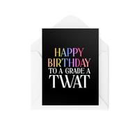 Tongue in Peach Divertidas tarjetas de cumpleaños - Feliz cumpleaños a un grado A Tw*t - Tarjetas ofensivas - Tarjetas Sweary - Tarjetas de humor oscuro - CBH1856