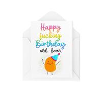 Tongue in Peach Divertidas tarjetas de cumpleaños - Happy F*cking Birthday Old Bean - Tarjetas divertidas - Tarjetas de cumpleaños para amigos y familiares - CBH1882