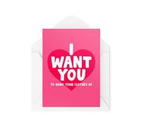 Tongue in Peach Divertidas tarjetas de felicitación novedosas | Quiero que cuelgues tu ropa | San Valentín Novio, Esposa, Marido Bromas Divertidas | CBH1326