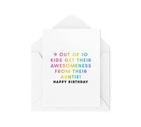 Tongue in Peach Divertidas tarjetas de sobrina - 9 de cada 10 niños obtienen su impresionante de su tía - De tía - Tarjetas de cumpleaños para niños - CBH1617