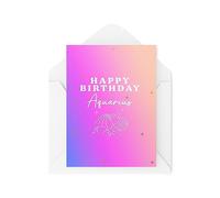 Tongue in Peach Tarjeta de cumpleaños del zodiaco - Acuario - Señal de aire - Tarjeta de Acuario - Tarjeta de cumpleaños de Acuario - Tarjetas de signo de estrella - CBH1837