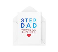 Tongue in Peach Tarjeta para padrastro - Tarjetas para el día del padre - Stepdad You're My Superhero - Tarjetas para papás - Tarjeta de cumpleaños para papá - Lindas tarjetas de los niños - CBH1752