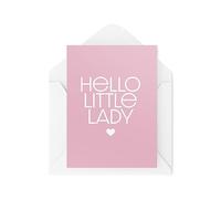 Tongue in Peach Tarjetas de felicitación para recién nacidos, Hello Little Lady CBH1818, tarjetas de embarazo, tarjeta de bienvenida al mundo, tarjetas de felicitación para mamá y papá