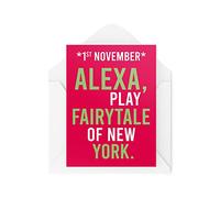 Tongue in Peach Tarjetas de Navidad divertidas | Alexa Play Fairytale Of New York | For Her Him Joke Bromas Colleague Friend Mum Dad Silly Classic | CBH793