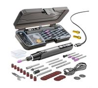 TONIXY Herramienta rotativa inalámbrica con pantalla LED: bolígrafo recargable de 57 V para grabar, pulir, taladrar en madera, metal, vidrio, kit de 30 accesorios (juego gris)
