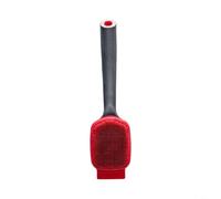 TONIXY Limpiador de platos de mango largo con cerdas de silicona, cepillo de limpieza de cocina resistente, para ollas, sartenes y parrillas, 23,5 cm (negro y rojo)